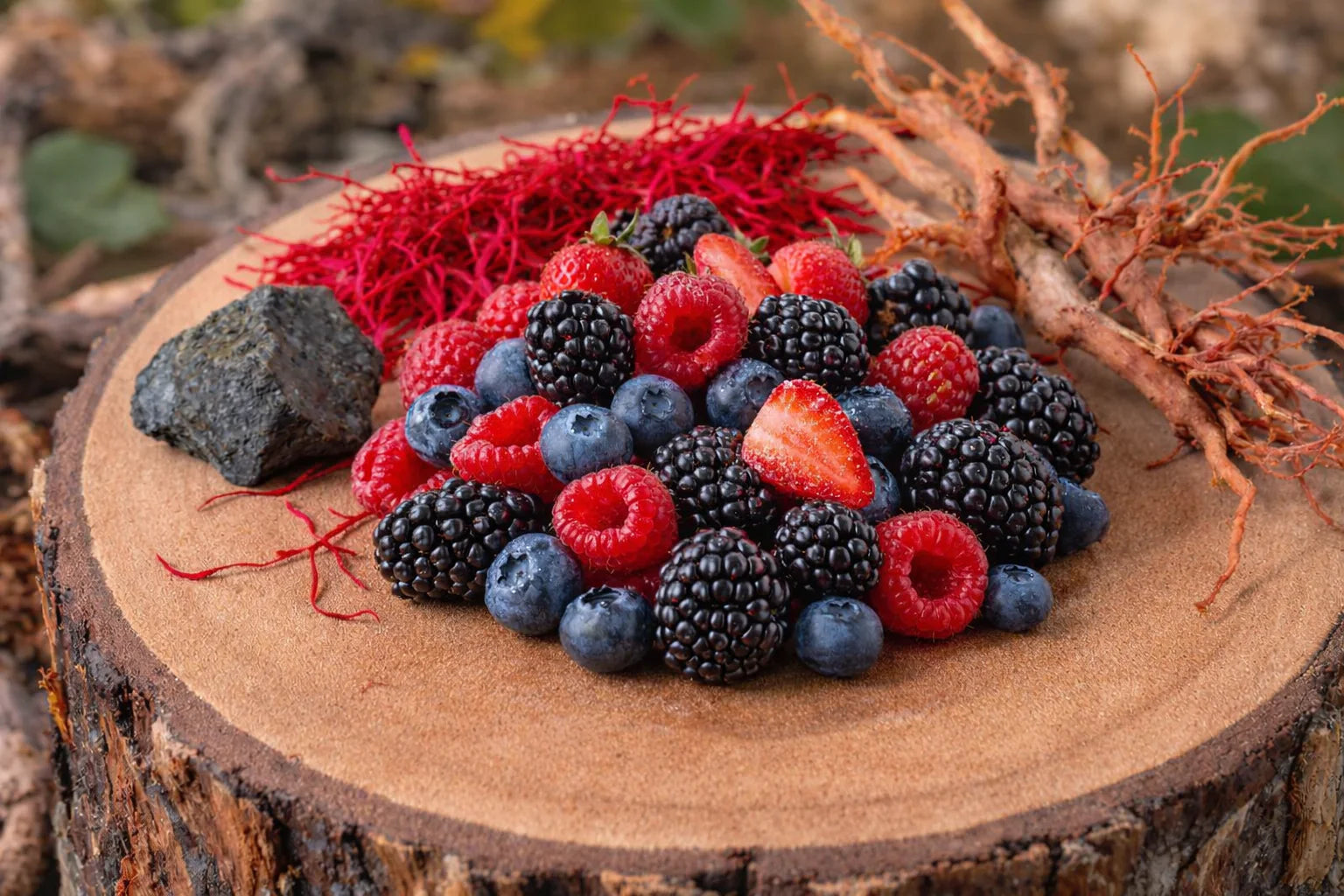 Frutti di bosco su un tagliere